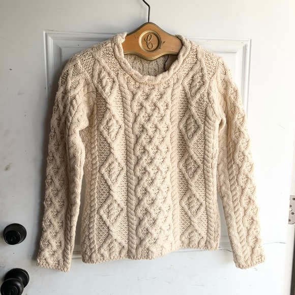 irelandseye Sweaters - Irelandseye 100% merino wool cream color chunky knit sweater made in Dublin